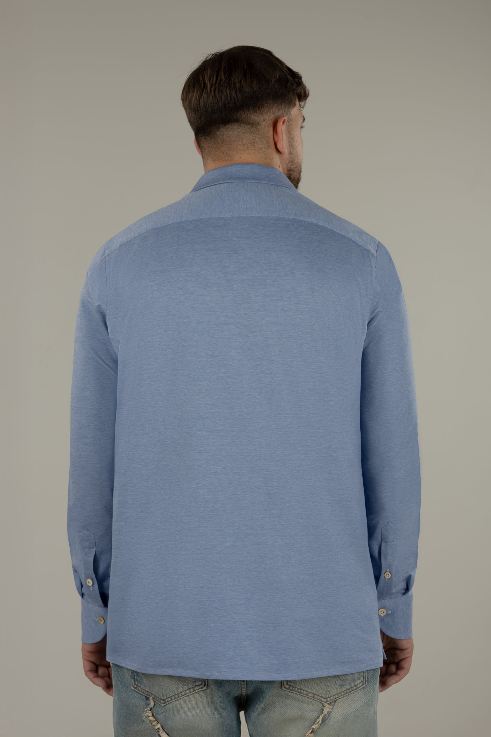 Polo camicia uomo con collo a scialle in jersey Miami