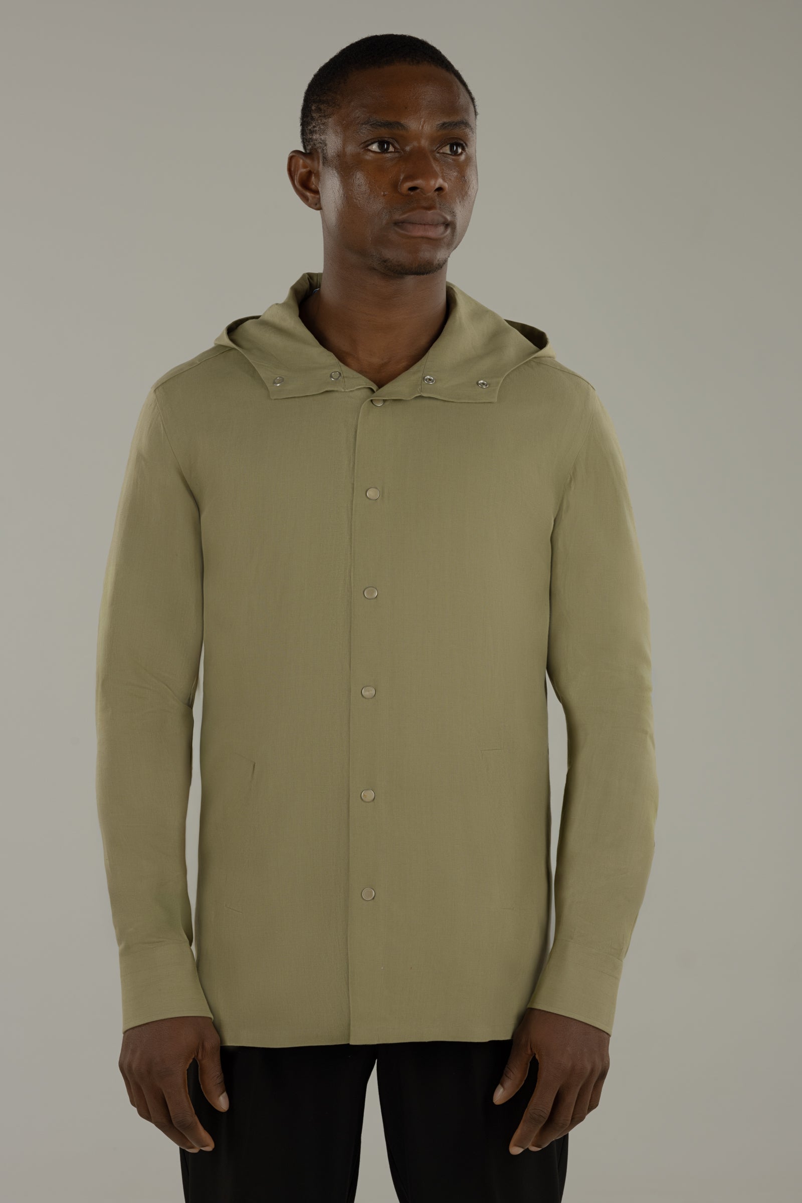 Overshirt uomo con cappuccio in lino Vesuvio