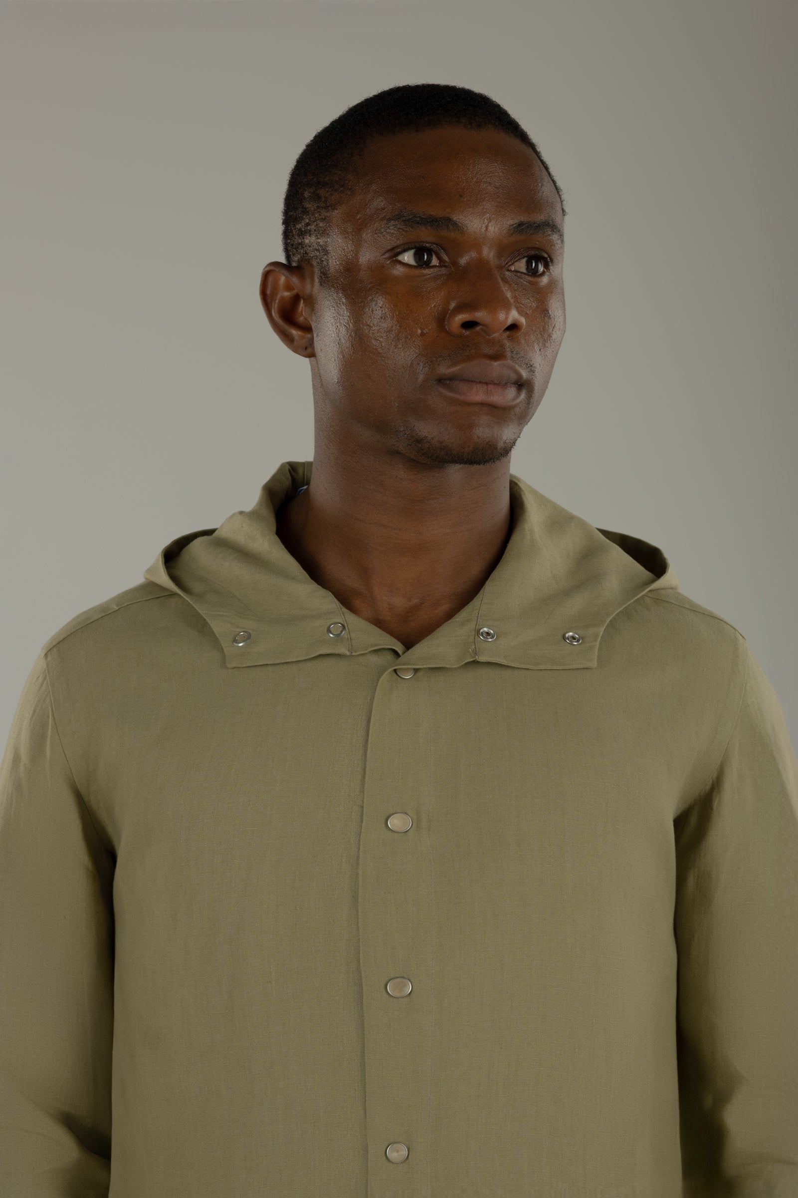 Overshirt uomo con cappuccio in lino Vesuvio