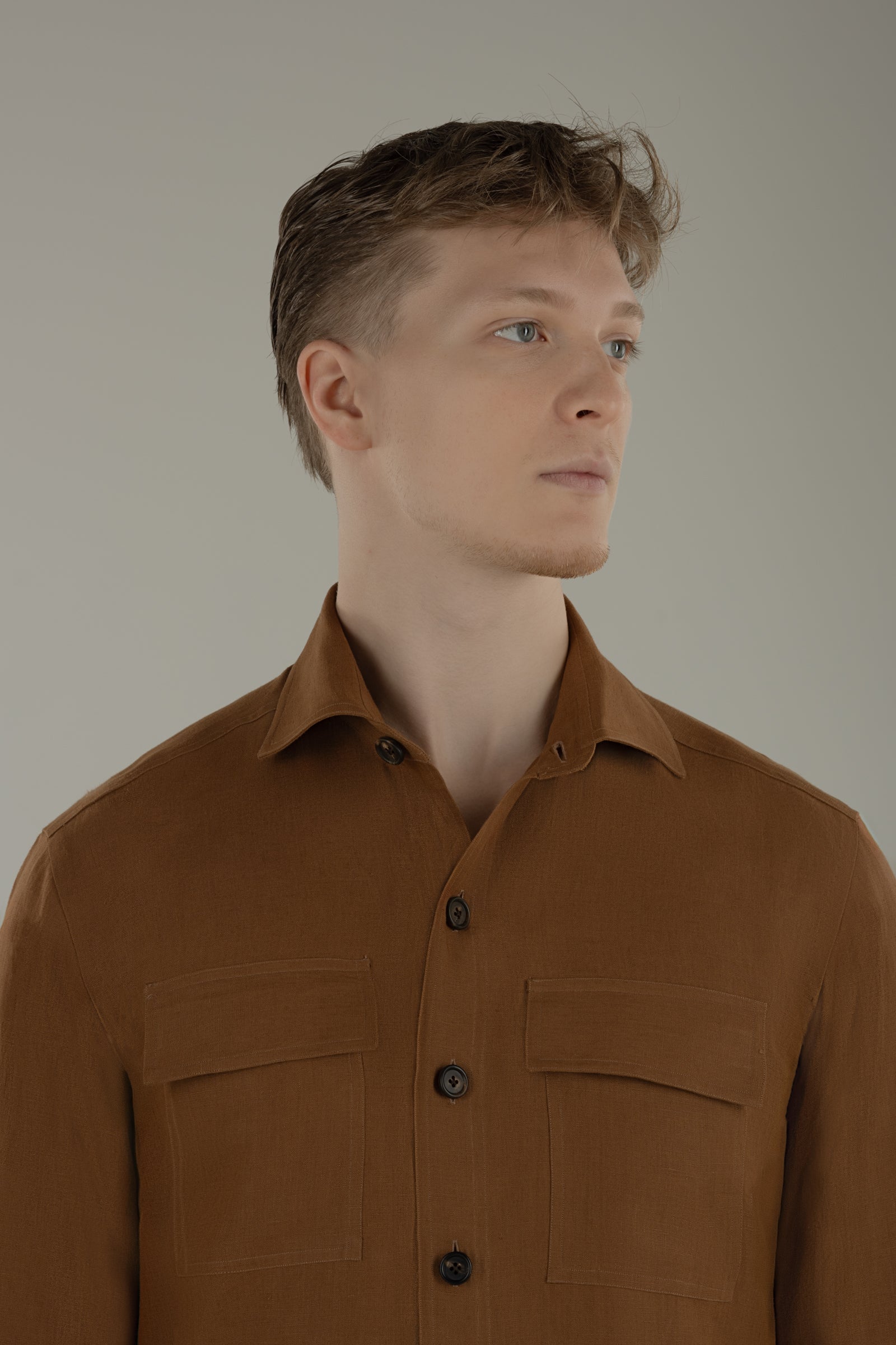 Overshirt uomo in lino Pompei