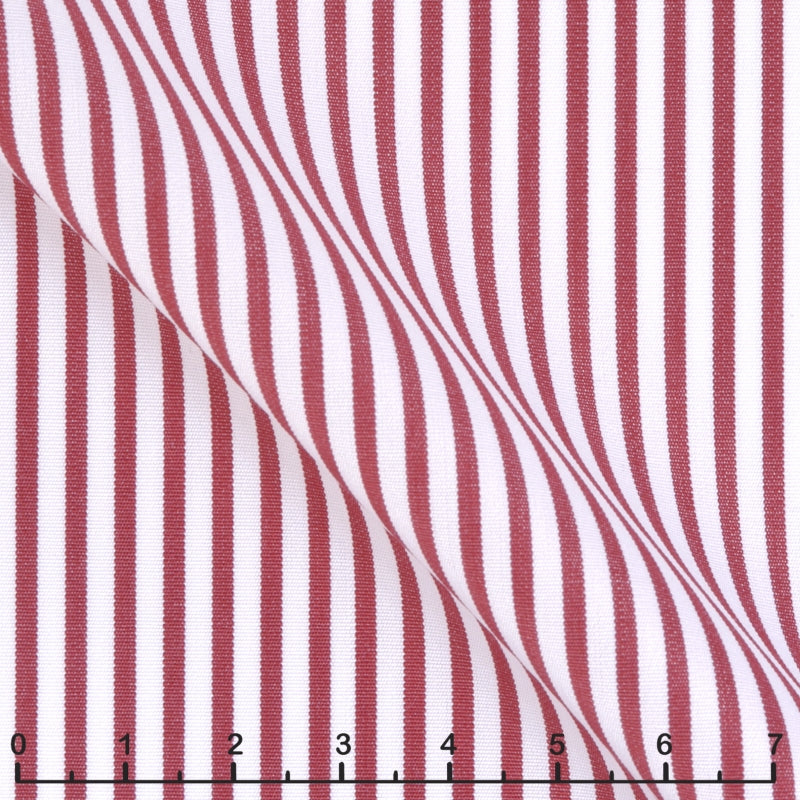 Popeline 120 doppio ritorto righe rosso