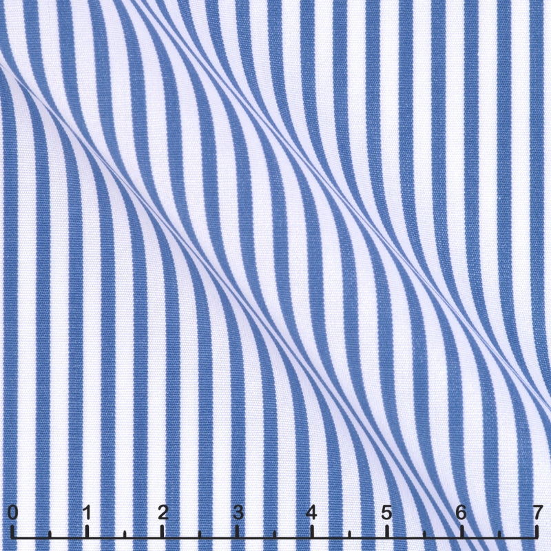 Popeline 120 doppio ritorto righe blu