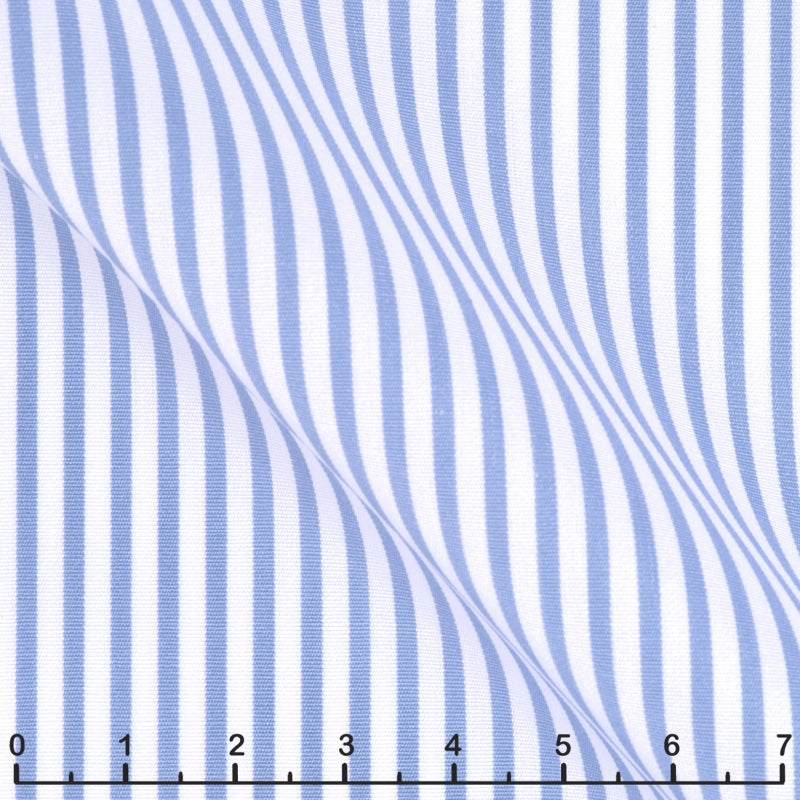Popeline 120 doppio ritorto righe azzurro